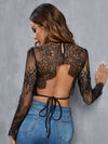 Tie Back Cut Out Floral Lace Crop Top