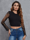 Tie Back Cut Out Floral Lace Crop Top