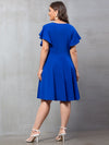Plus Solid Flutter Sleeve Dress
