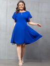Plus Solid Flutter Sleeve Dress
