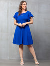 Plus Solid Flutter Sleeve Dress