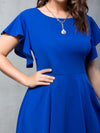 Plus Solid Flutter Sleeve Dress