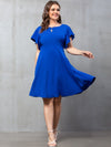 Plus Solid Flutter Sleeve Dress