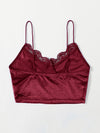 Lace Trim Velvet Crop Cami Top