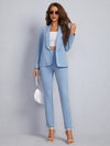 Shawl Collar Open Front Blazer and Slant Pocket Pants Set