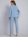 Shawl Collar Open Front Blazer and Slant Pocket Pants Set