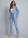 Shawl Collar Open Front Blazer and Slant Pocket Pants Set