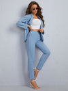 Shawl Collar Open Front Blazer and Slant Pocket Pants Set