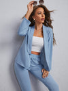 Shawl Collar Open Front Blazer and Slant Pocket Pants Set