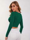Surplice Neck Rib knit Crop Tee
