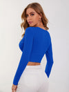 Surplice Neck Rib knit Crop Tee