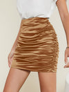 Ruched Satin Mini Skirt