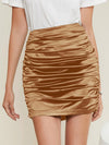 Ruched Satin Mini Skirt