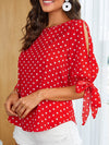 Polka Dot Tie Cuff Blouse