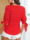 Polka Dot Tie Cuff Blouse