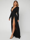 SXY Plunging Neck High Split Dress