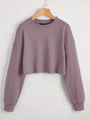 BASICS Drop Shoulder Raw Hem Crop Pullover