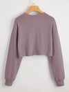 BASICS Drop Shoulder Raw Hem Crop Pullover