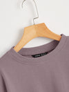 BASICS Drop Shoulder Raw Hem Crop Pullover