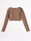 Lettuce Edge Waffle Knit Button Up Top