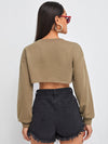 Drop Shoulder Crop Pullover Without Camisole