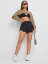 Drop Shoulder Crop Pullover Without Camisole