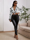 SXY Geo Print Tie Front Crop Top