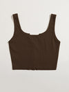 EZwear F Notched Neck Button Front Cropped Tank Top
