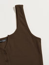 EZwear F Notched Neck Button Front Cropped Tank Top