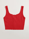 EZwear F Notched Neck Button Front Cropped Tank Top