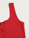 EZwear F Notched Neck Button Front Cropped Tank Top