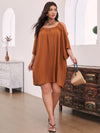 Plus Cold Shoulder Plicated Dress