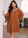 Plus Cold Shoulder Plicated Dress