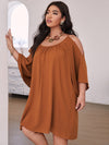 Plus Cold Shoulder Plicated Dress