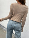 Tie Front Lettuce Trim Crop Cardigan