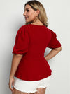 Plus Puff Sleeve Belted Blouse
