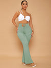 SXY Solid Knot Front Cut Out Flare Leg Pants