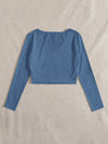 EZwear F Solid V Neck Crop Tee