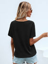 Waffle Knit V Neck Solid Tee