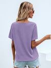 Waffle Knit V Neck Solid Tee