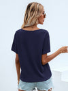 Waffle Knit V Neck Solid Tee