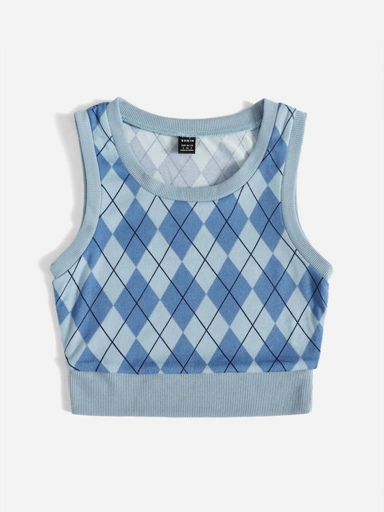 Argyle Pattern Tank Top