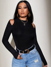 SXY Solid Cold Shoulder Tee