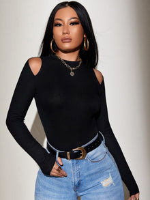  SXY Solid Cold Shoulder Tee