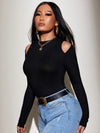 SXY Solid Cold Shoulder Tee