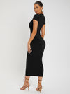 SXY Solid Round Neck Bodycon Dress
