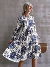 Floral Print Lantern Sleeve Dress Without Belt