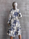 Floral Print Lantern Sleeve Dress Without Belt