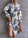 Floral Print Lantern Sleeve Dress Without Belt