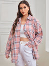 Plus Tartan Plaid Button Up Tunic Shirt